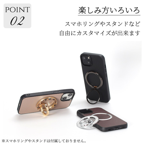【Iphone15】ゴールドストラップ マグネット付き　ブラックレザー iphone15 ケース レザー 15Pro 15ProMAX マグセーフ 大人可愛い