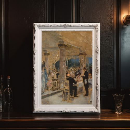 夜のレストランの絵画インテリアポスター☆ロマンティッククラシック