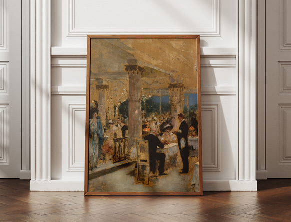 夜のレストランの絵画インテリアポスター☆ロマンティッククラシック