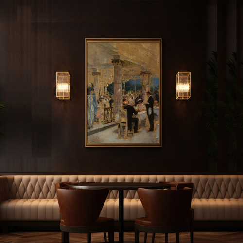 夜のレストランの絵画インテリアポスター☆ロマンティッククラシック