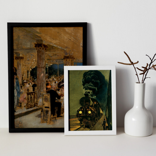 夜のレストランの絵画インテリアポスター☆ロマンティッククラシック