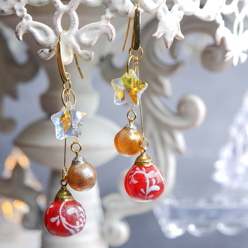 クリスマスオーナメントイヤーアクセサリー ピアス（フック・チェーン