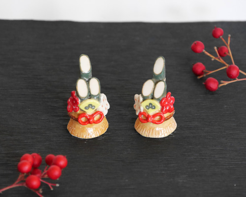 実家の飾り物 陶器 小さな 門松 セット】ミニチュア 高さ4㎝ 手作り 正月 松竹梅