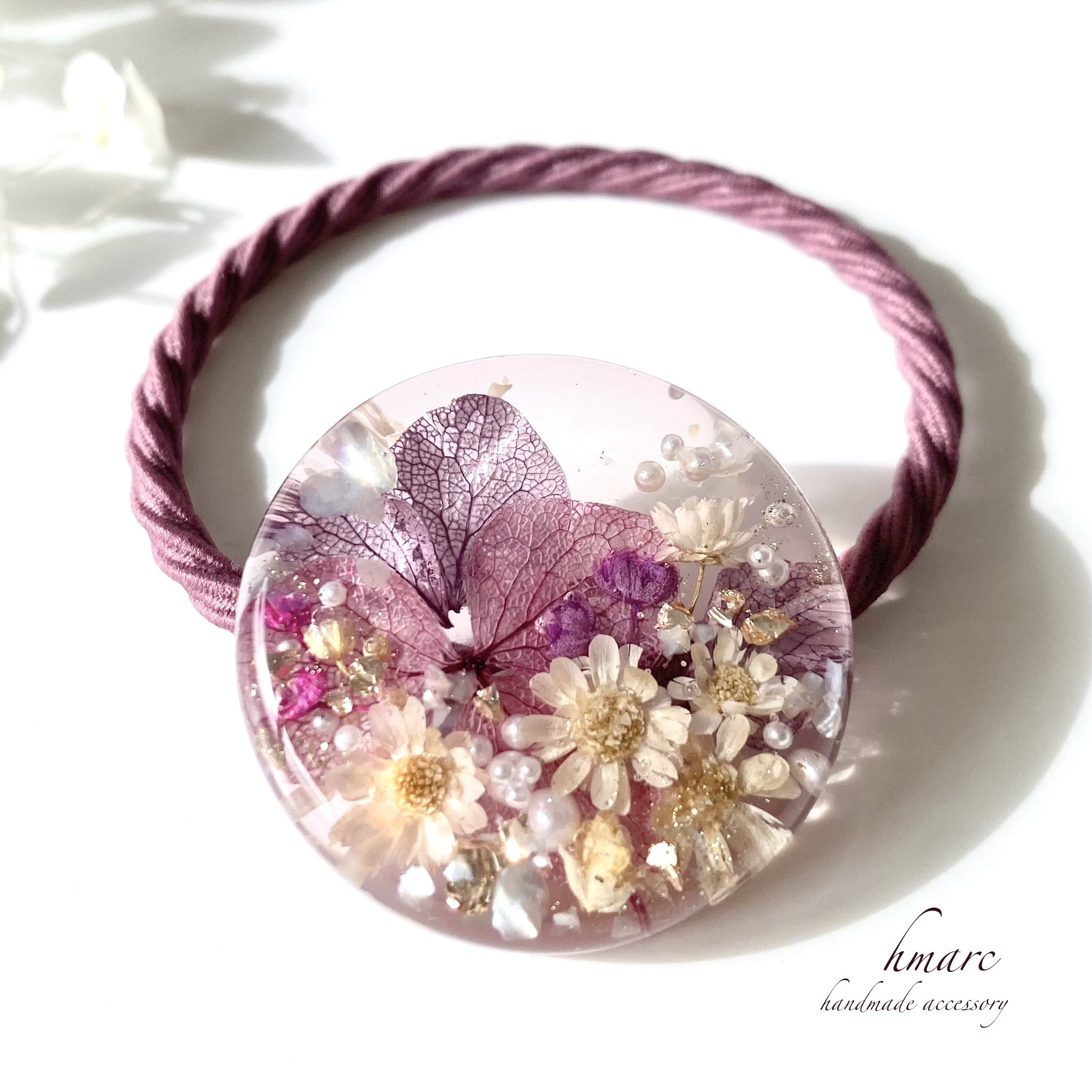 しだれ華 ／ ボタニカル レジン ヘアゴム（ポニーフック