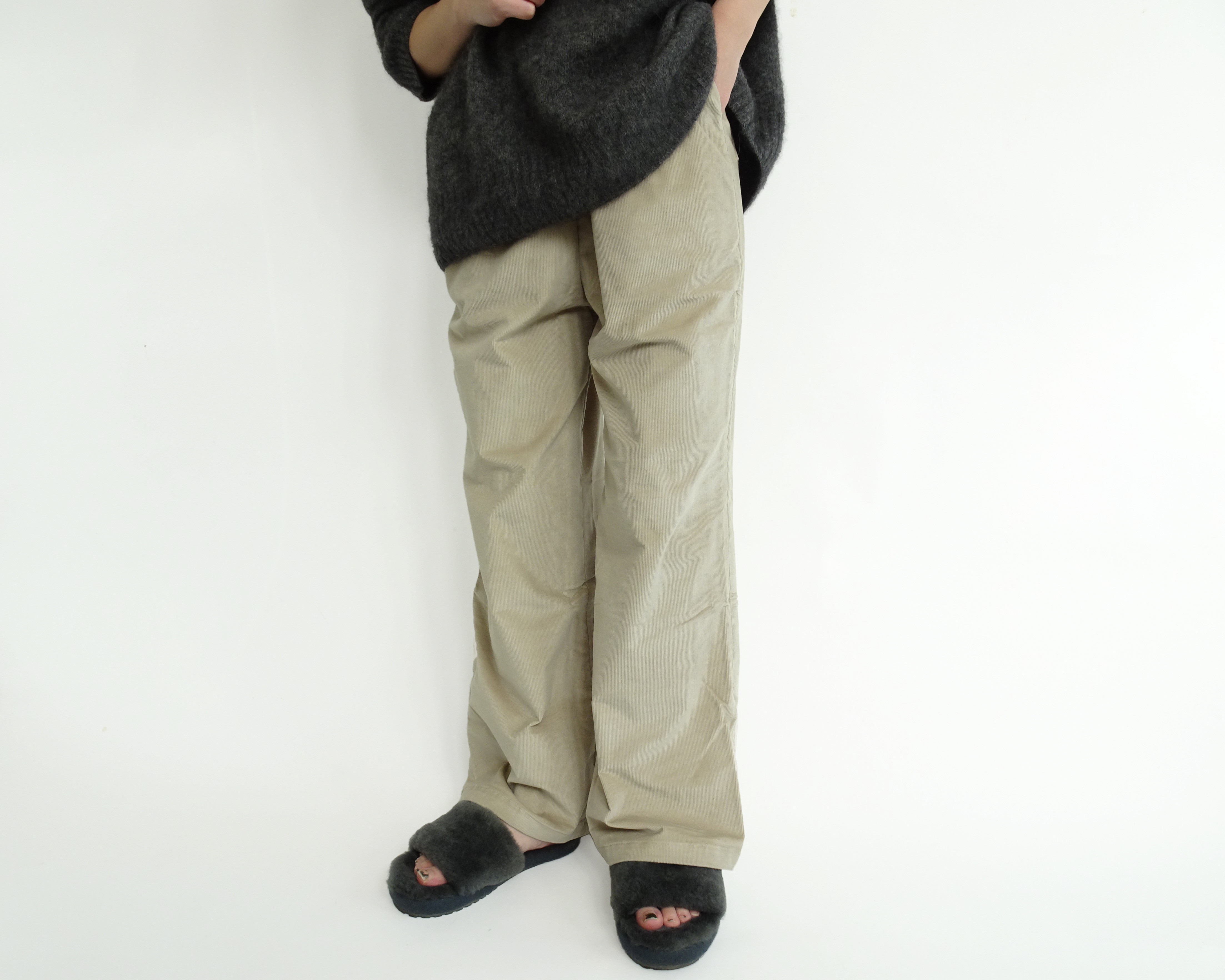 細コーディロイワイドパンツ＜ミルクティー＞