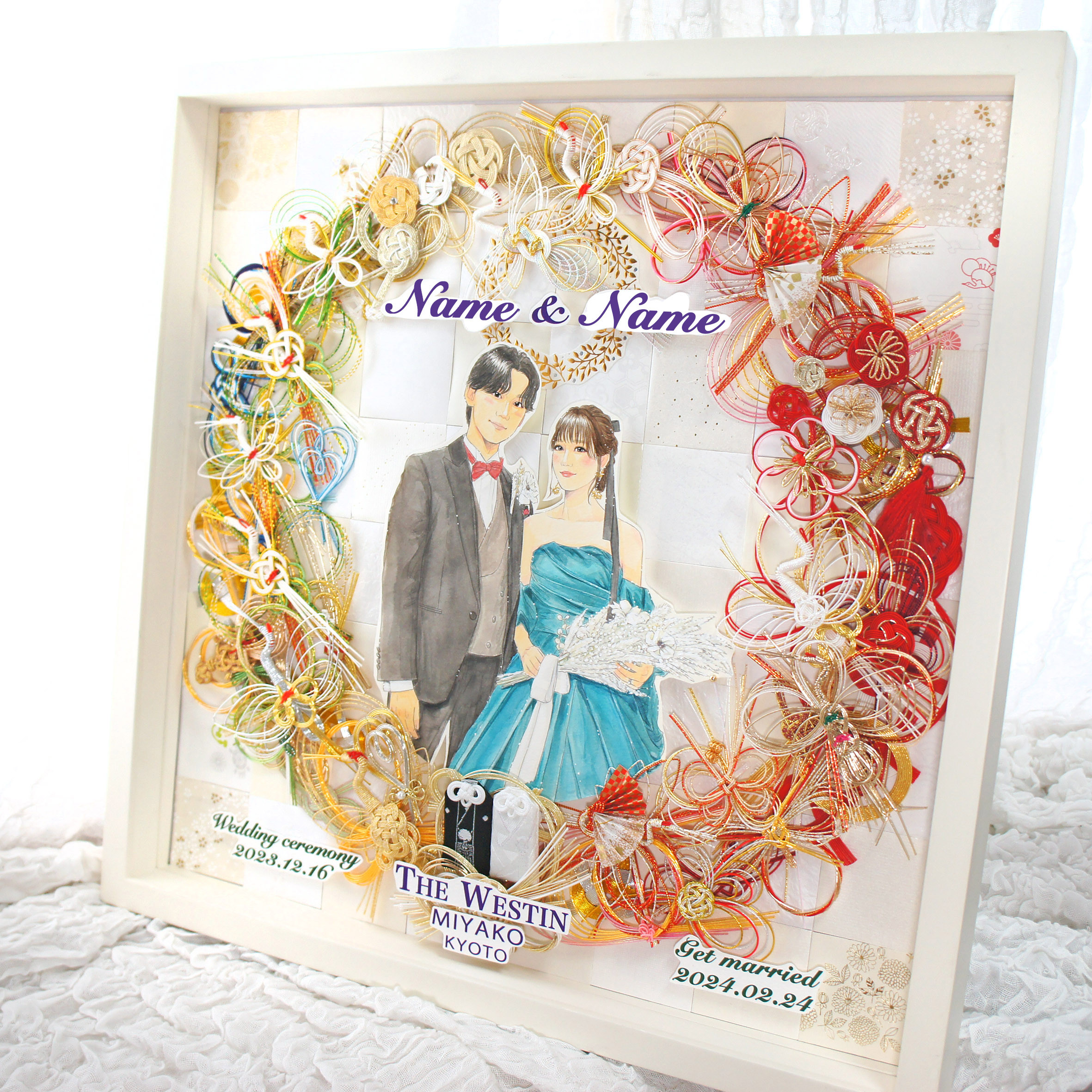 ご祝儀袋と水引をリメイクした「水引アート」【50cmサイズ】