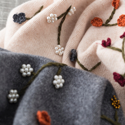チクチクしないニット】スキッパーポロ刺繍ニット（ニット