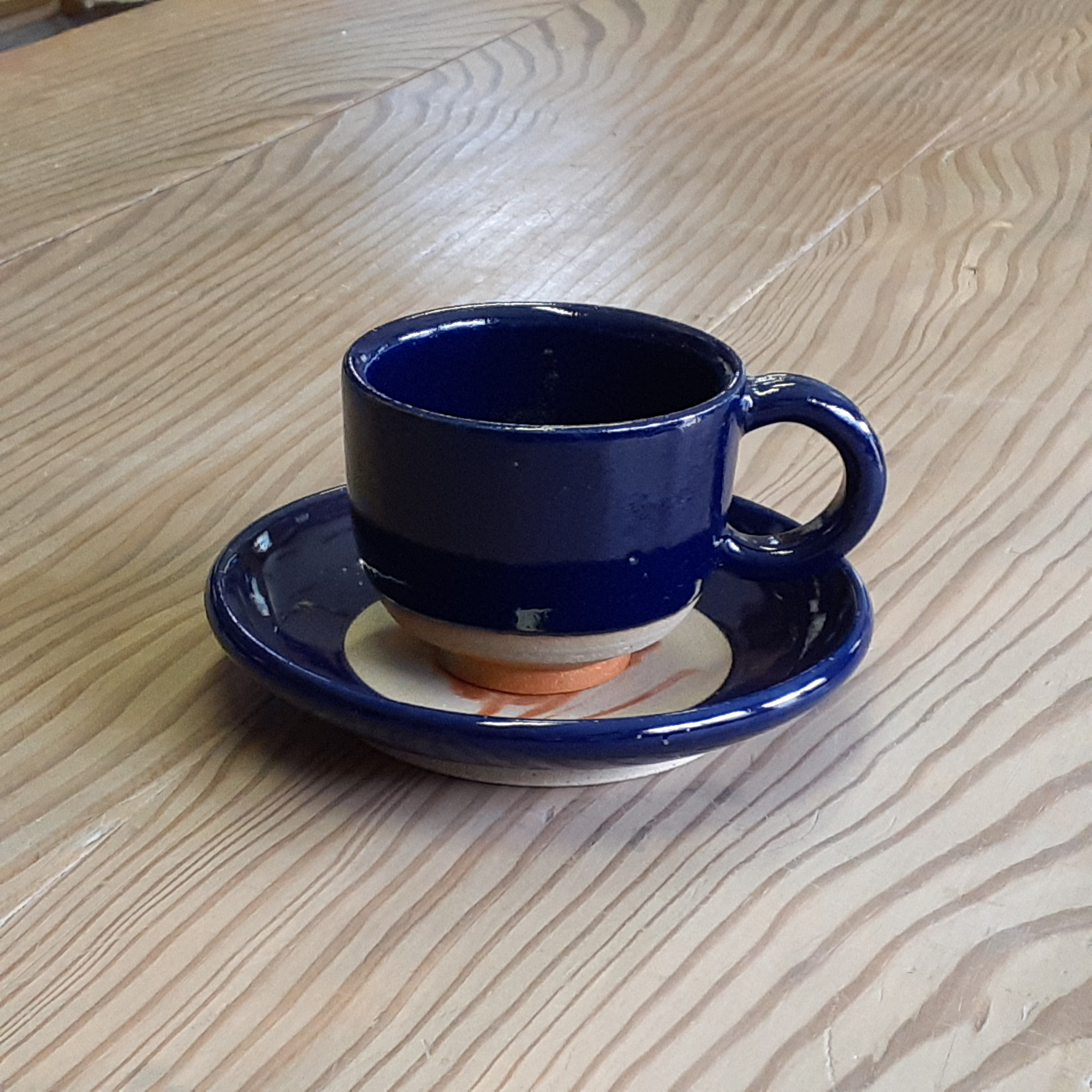 備前焼  デニム備前 カップ&ソーサー  藍ブルー ① 新作 Creema限定　備前焼緋襷藍釉