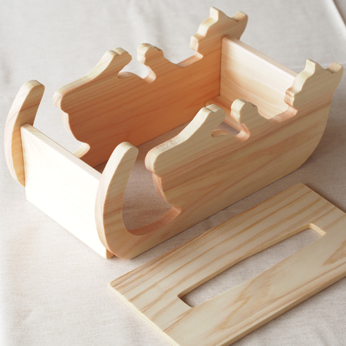 猫シルエット 木製 ティッシュボックス【へそ天】 その他インテリア