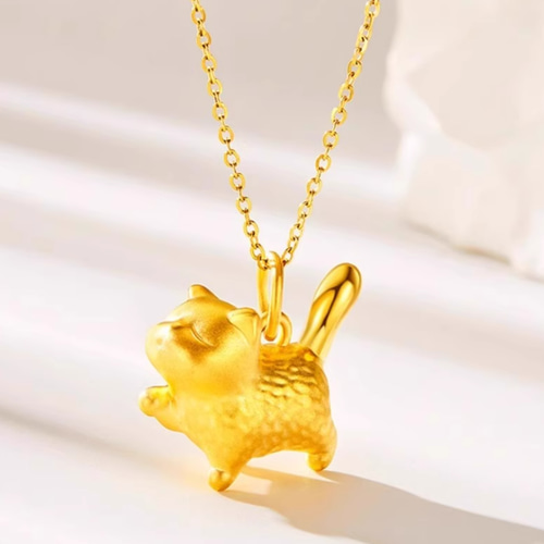 24K24K純金招き猫ネックレス24金ゴールド猫中空24Kゴールドネコ