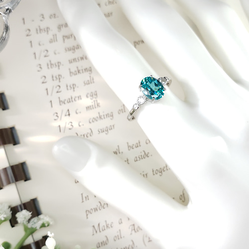 奇跡の煌めき✨ パライバトルマリン 人工宝石 オーバル 8x6mm リング