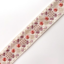 631 【 幅：5cm 】 インド刺繍リボン　アイボリー　チュール　レッド パープル ホワイト 3枚目の画像