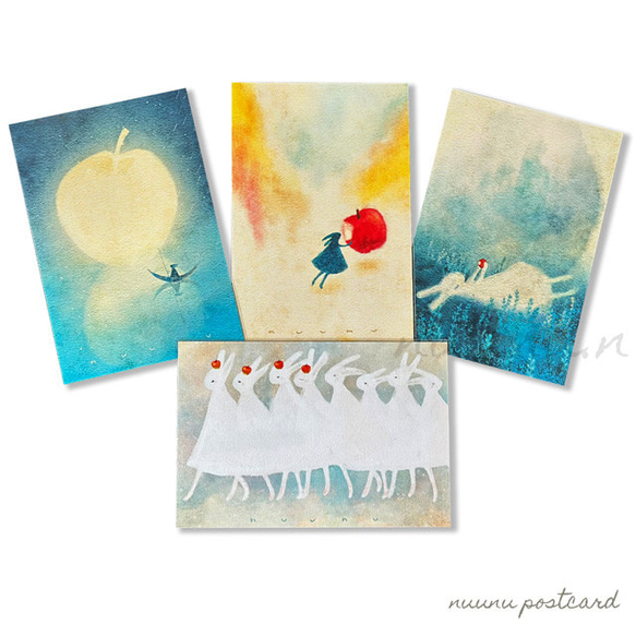 ポストカード・ヌーヌ】 月がりんごですね。他 4枚セット ポストカード