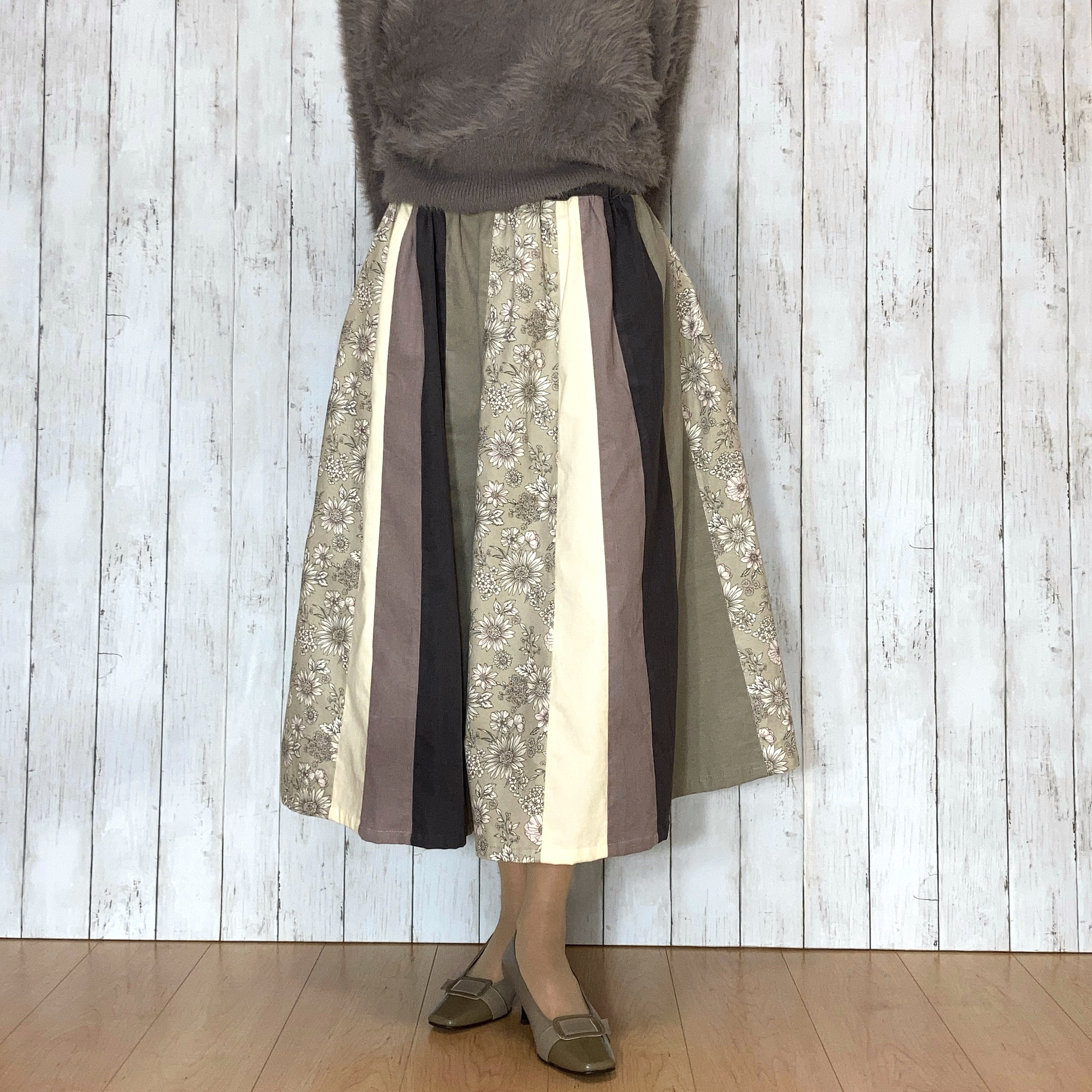 受注作品＊コーデュロイのハギスカート　ベージュby花織［Y2478］