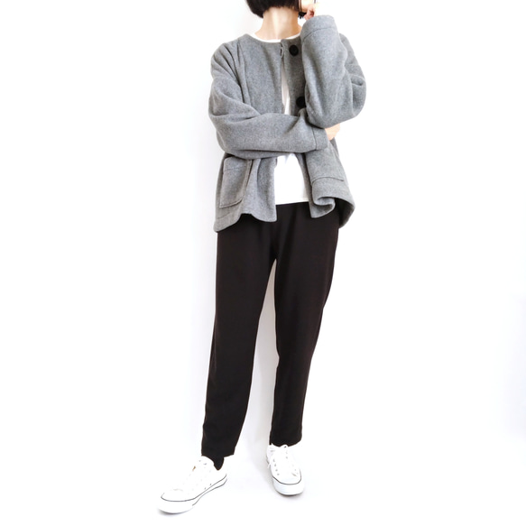 【期間限定送料無料!】再販 × 30！ 裏起毛あったか素材のなんでもないパンツ  やわらかな落ち感  黒 3枚目の画像