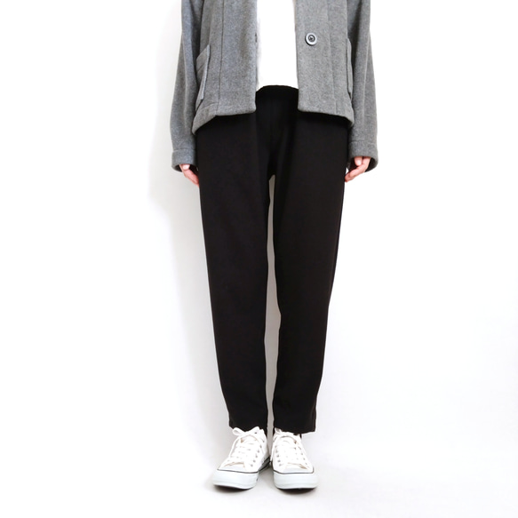 【期間限定送料無料!】再販 × 30！ 裏起毛あったか素材のなんでもないパンツ  やわらかな落ち感  黒 6枚目の画像