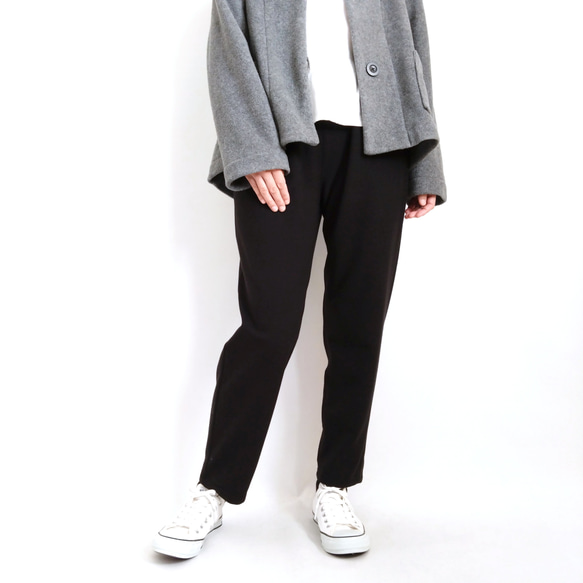 【期間限定送料無料!】再販 × 30！ 裏起毛あったか素材のなんでもないパンツ  やわらかな落ち感  黒 4枚目の画像