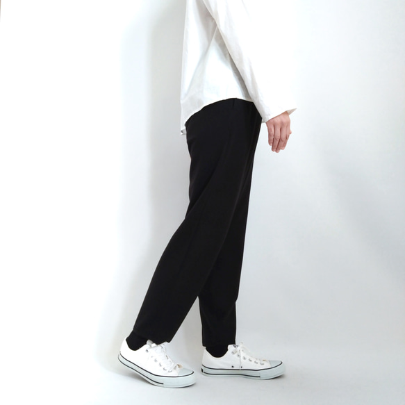 【期間限定送料無料!】再販 × 30！ 裏起毛あったか素材のなんでもないパンツ  やわらかな落ち感  黒 8枚目の画像