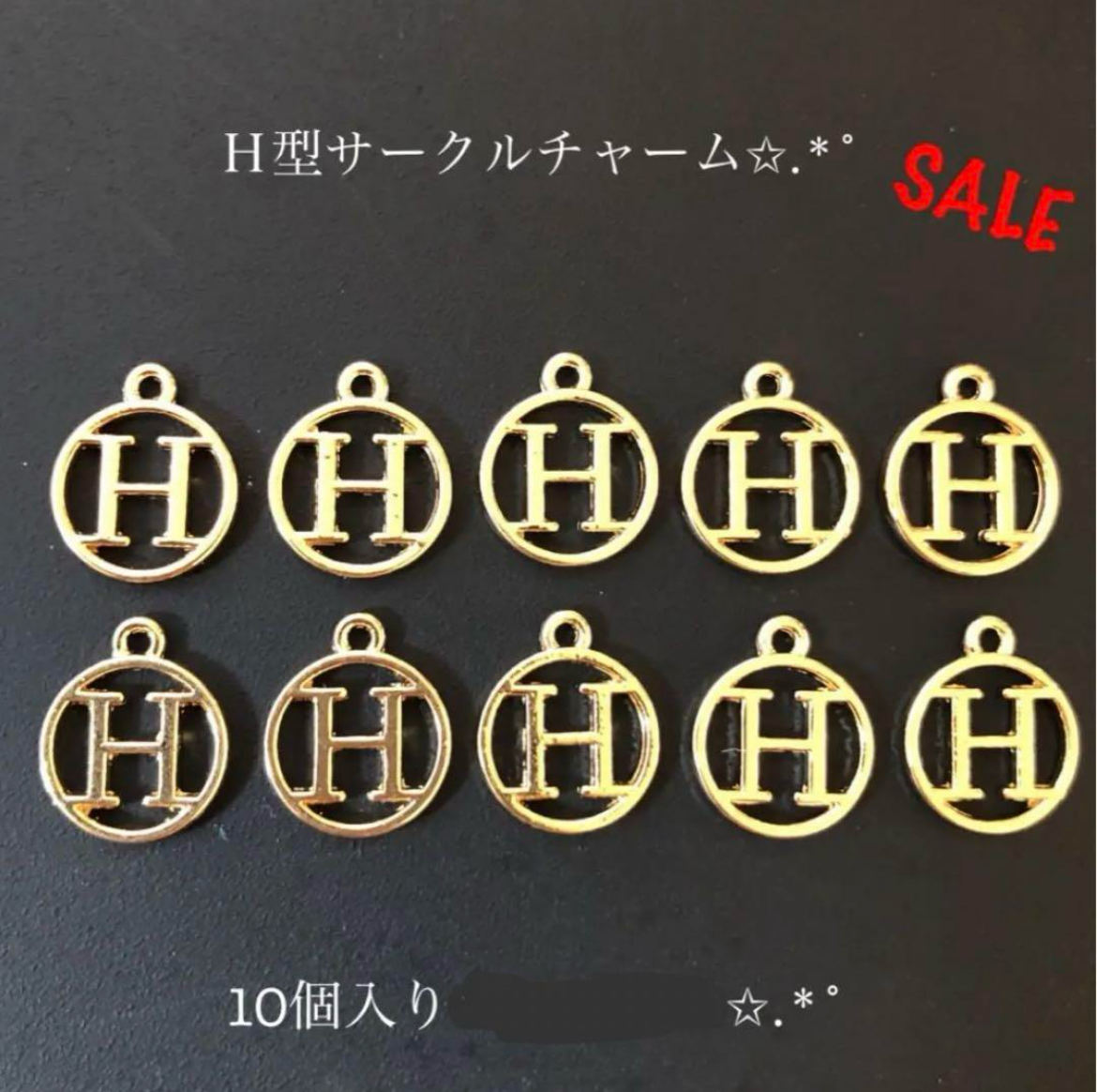 H型サークルチャーム ハンドメイド しか アルファベット バーツ ピアス