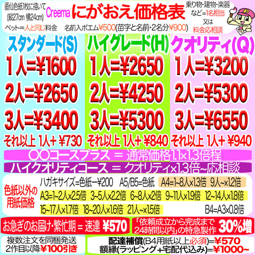そっくりでかわいいプロの手描き似顔絵オーダーメイド:友達と一緒の