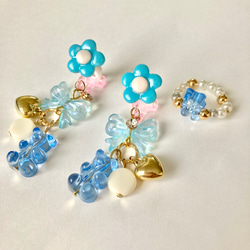 ハート キッズ イヤリング 指輪 セット フラワー 花 kids 子供 チョコ