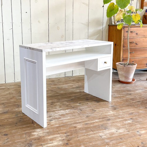 かわいい おしゃれ ネイルテーブル ネイルデスク W1000ホワイト 大理石