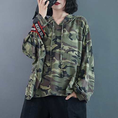 C•O•L•Z•A レディース 迷彩柄パーカー Lサイズ 大きいサイズ レディース】秋冬 迷彩柄 パーカー トップス ワンピース