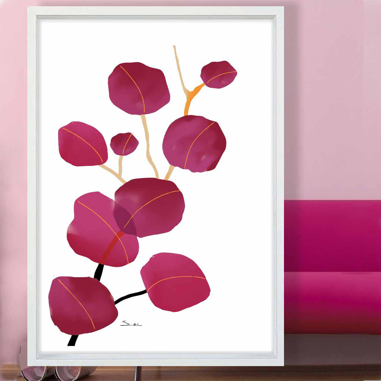 リーフのモダン　植物　お気に入り8000件突破イラスト　ポスター　A4 A3 A2 A1　アートポスター　アート1999