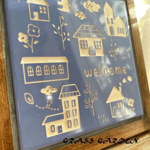 カラータイルのウェルカムボード(家の模様) 表札・ネームプレート