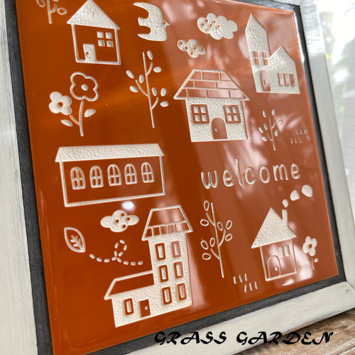 カラータイルのウェルカムボード(家の模様) 表札・ネームプレート