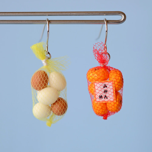 ネット入りみかん(片耳用) ピアス／イヤリング イヤリング