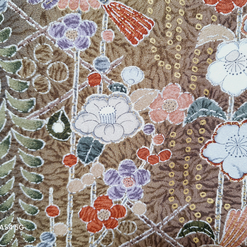 少しトール】ワンタッチ着物 くらわん着物 正絹小紋リメイク 花辻が花