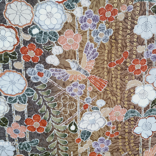 少しトール】ワンタッチ着物 くらわん着物 正絹小紋リメイク 花辻が花