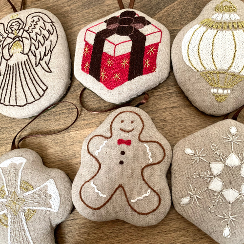 クリスマス⭐︎刺繍オーナメント 10個セット その他インテリア雑貨