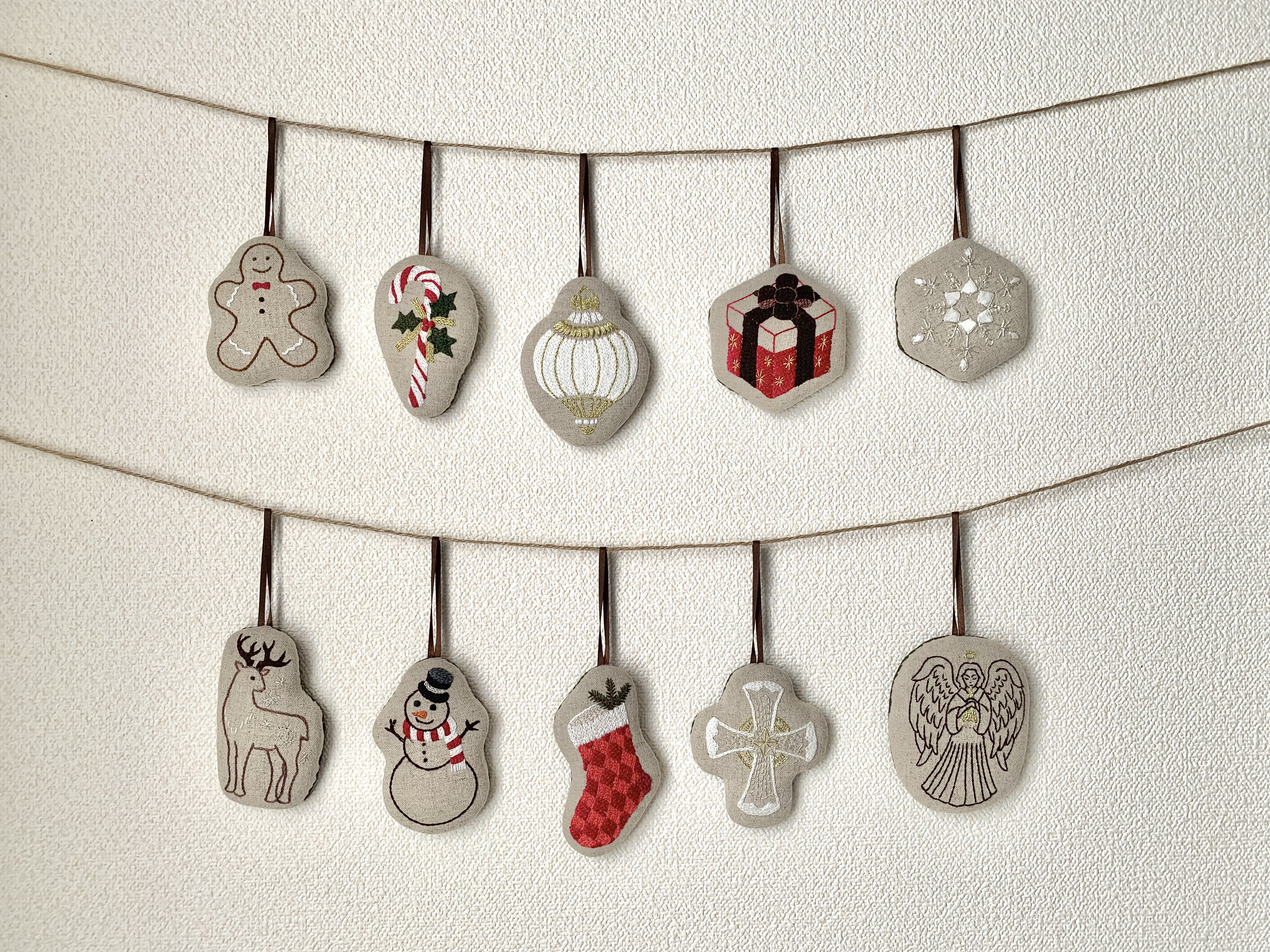 クリスマス⭐︎刺繍オーナメント　10個セット