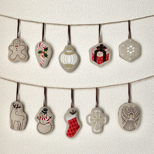 クリスマス⭐︎刺繍オーナメント 10個セット その他インテリア雑貨