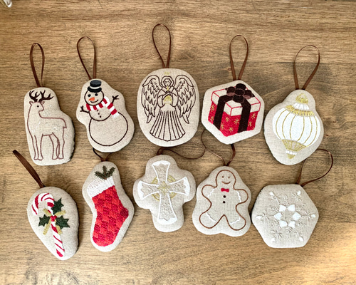 クリスマス⭐︎刺繍オーナメント 10個セット その他インテリア雑貨