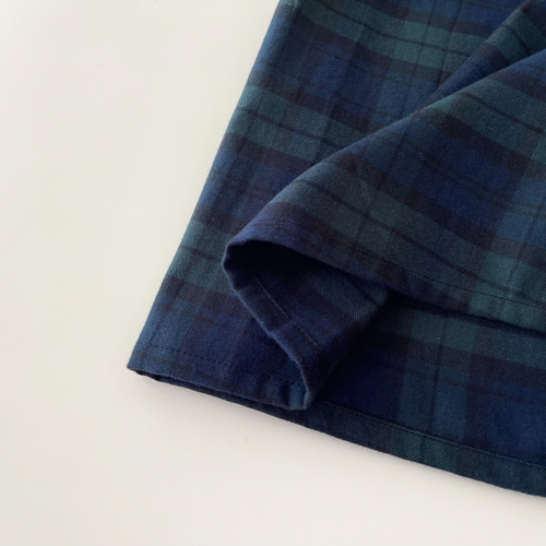 サイドリボンのジャンパースカート * Navy X Green タータン