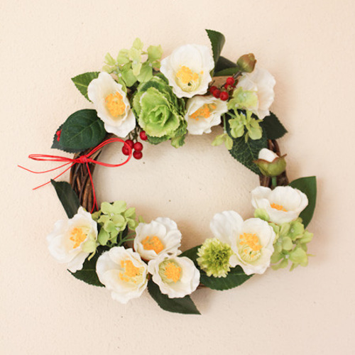 商品名【慶】華やか！♥ダリアと紅椿のお正月リース＊ 冬リース 商品名【慶】華やか！♥ダリアと紅椿のお正月リース＊ 冬リース