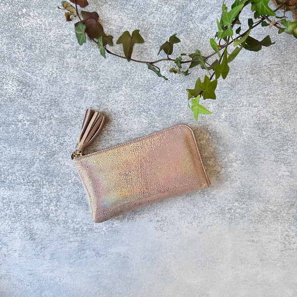 『2025年人気No,2オーロラシャンパンゴールド』軽くてコンパクトなL字ファスナー長財布『coronコロン』 1枚目の画像