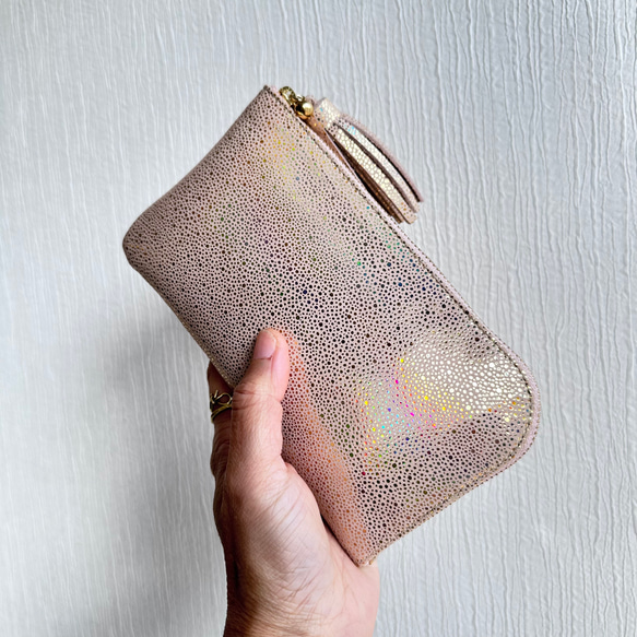 『2025年人気No,2オーロラシャンパンゴールド』軽くてコンパクトなL字ファスナー長財布『coronコロン』 3枚目の画像