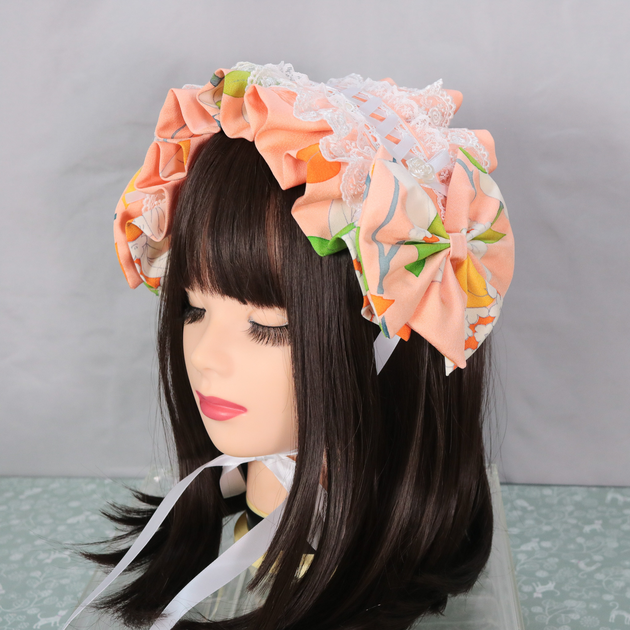 淡香花×ミニマルレース　ヘッドドレス　ロリータ　和ロリ