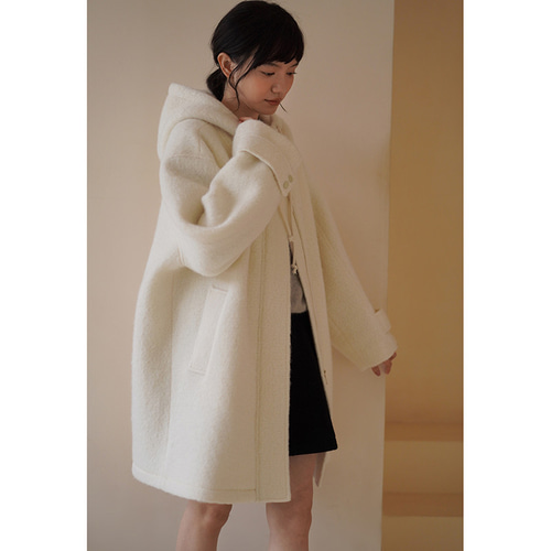 ウール混紡ロングコート フード付きロングウールコート ベージュ ウール混紡ロングコート フード付きロングウールコート ベージュ