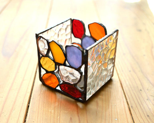 昭和ガラス】石目 キャンドルホルダー ステンドグラス/Stones