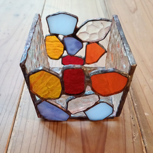 昭和ガラス】石目 キャンドルホルダー ステンドグラス/Stones Candle