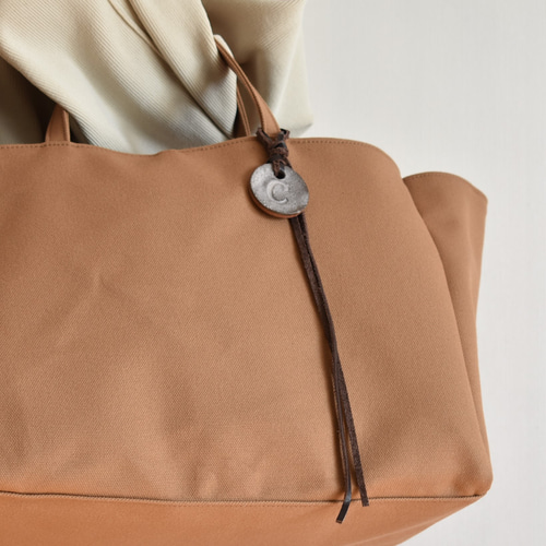 BOX1 TOTE BAG（モカ/ベージュ）横長 帆布 トートバッグ マチ広め 底