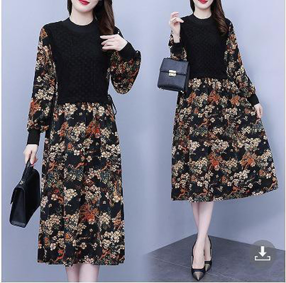 大きいサイズ レディース 秋 冬 花柄 ワンピース 新品 長袖 春