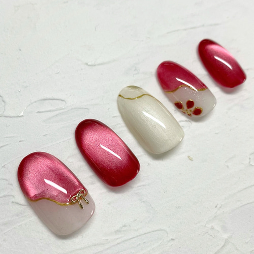 No.015 成人式ネイル 振り袖ネイル 成人式 マグネット ネイルチップ