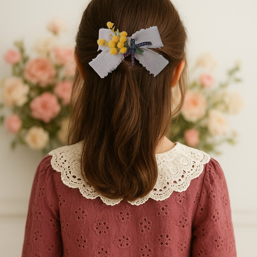 ミモザの花束のヘアクリップ/ブローチ【入学式・卒業式に】 フリンジ