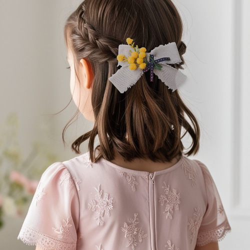 ミモザの花束のヘアクリップ/ブローチ【入学式・卒業式に】 フリンジ